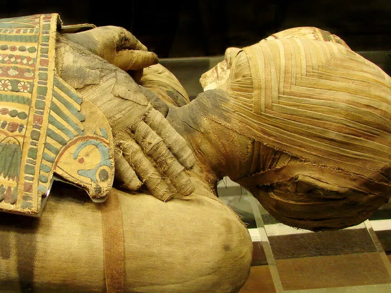 Mummy of pharaoh from a tomb, Great Egyptian Museum, Cairo