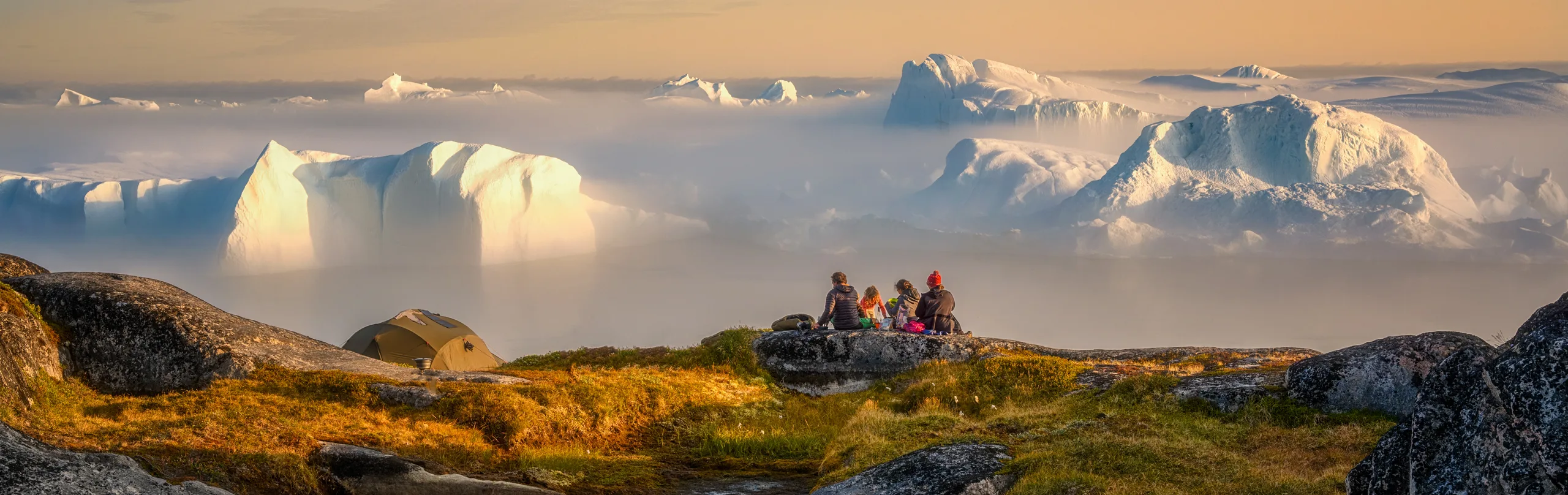 Greenland Ilulissat glaciers at fjord Disco Bay West Greenland