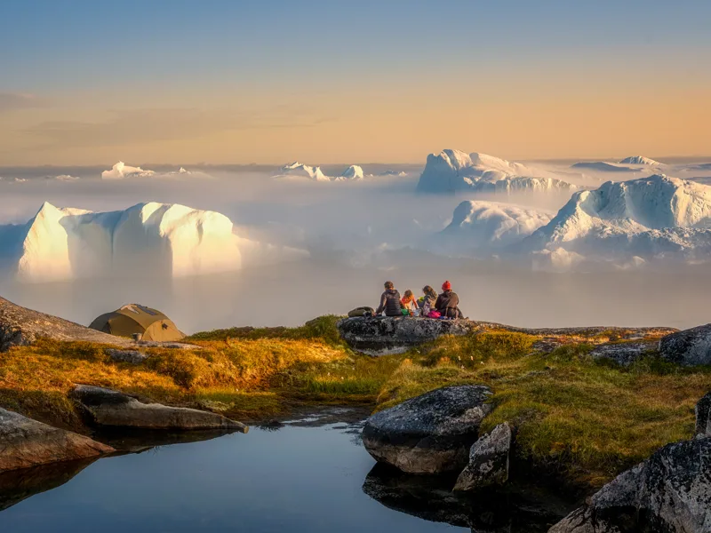 Greenland Ilulissat glaciers at fjord Disco Bay West Greenland
