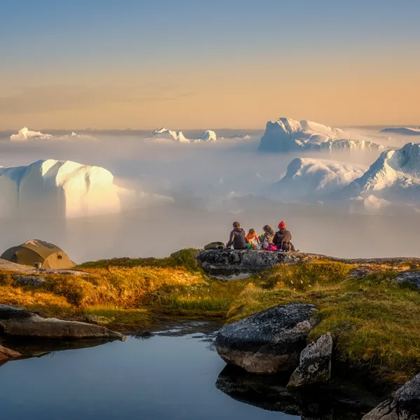 Greenland Ilulissat glaciers at fjord Disco Bay West Greenland