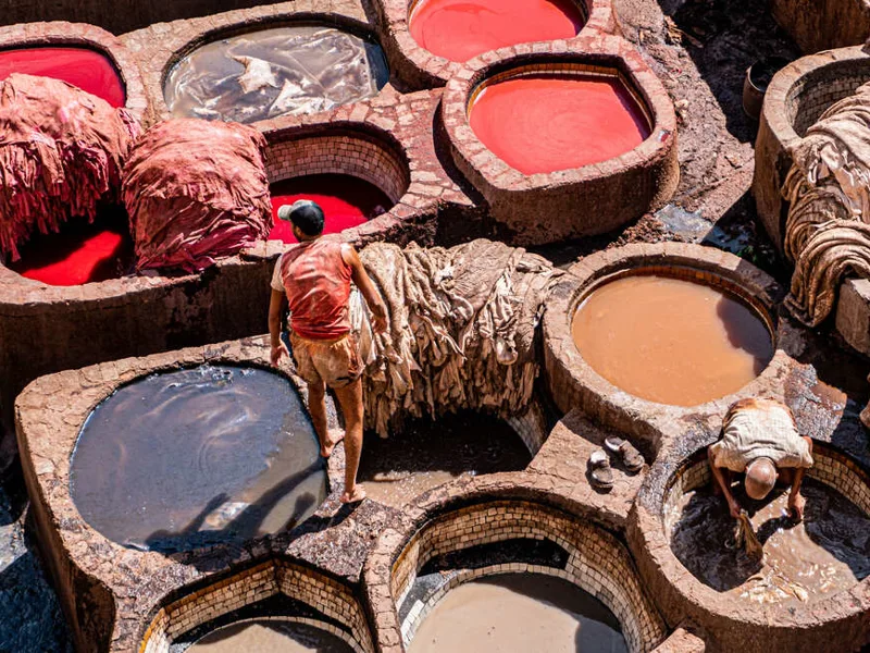 Dye pits at the Fes tanneries