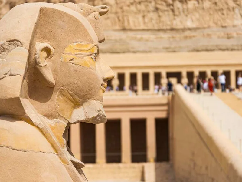 Sphinx in front of Queen Hatshepsut, Luxor