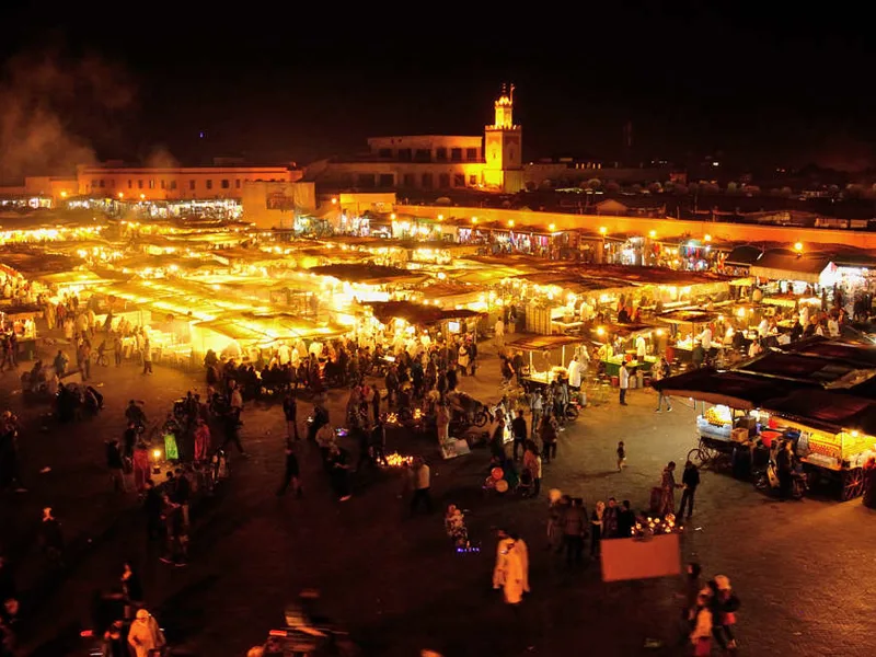 Night market food stalls, Marrackech