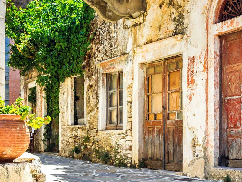 Stroll along the meandering streets in Naxos
