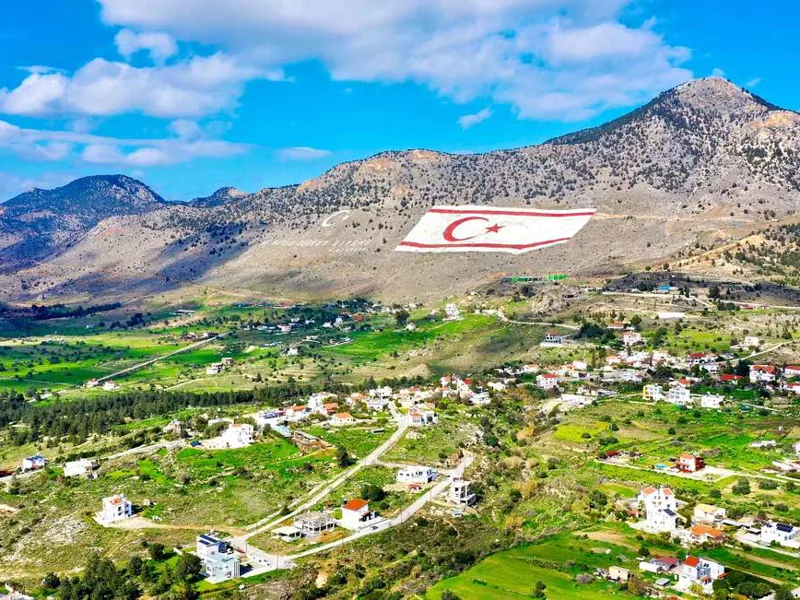 Northern Cyprus hillside flag