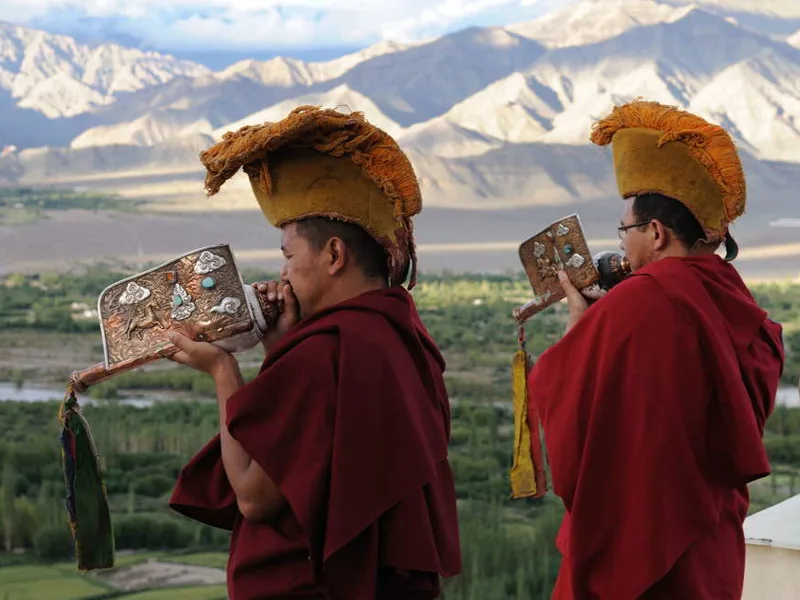 Monks at Thiskey Monastery