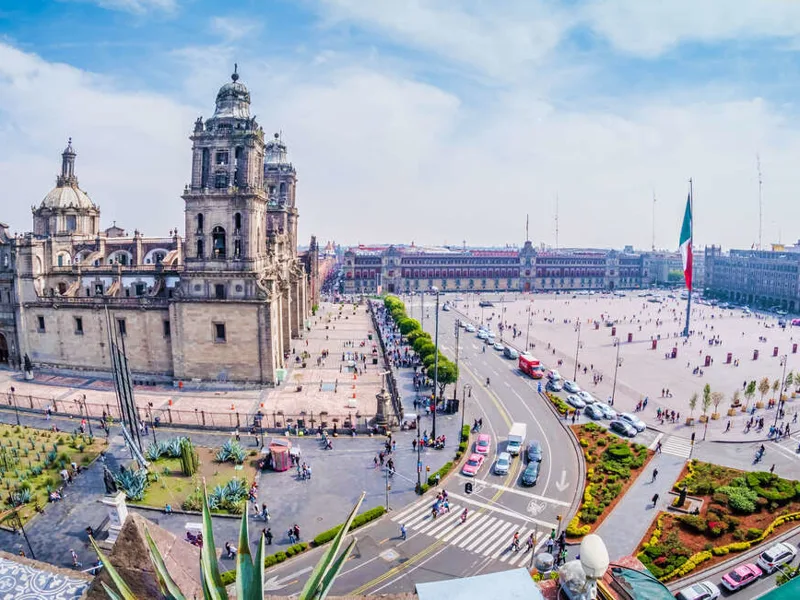Aerial view of the Zócalo (main square) Mexico City