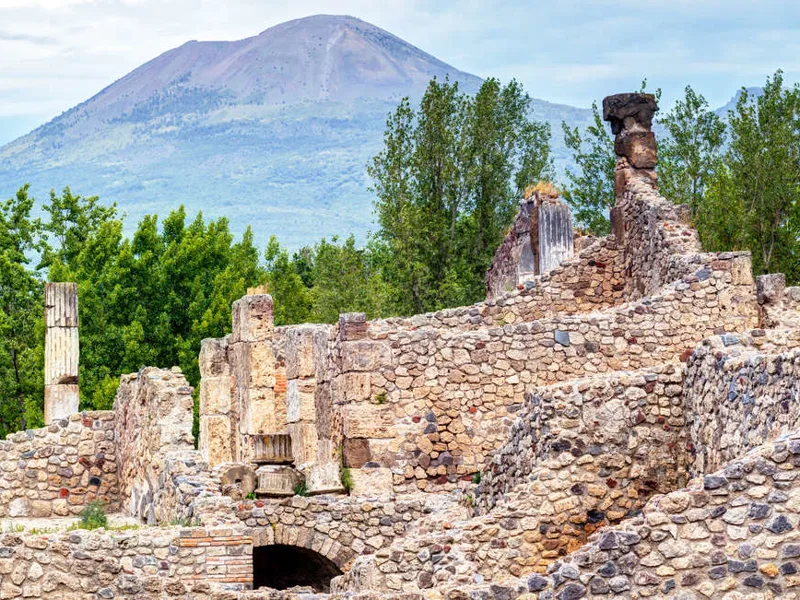 Mount Vesuvius from ruins at Pompeii