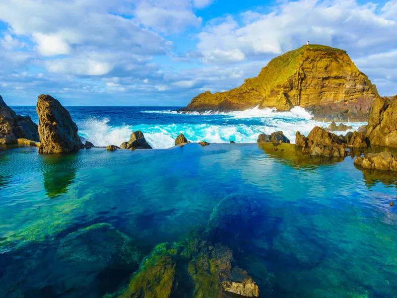 Natural volcanic rock pool in Madeira