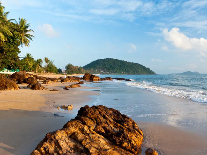 Local Thai beach at sunset