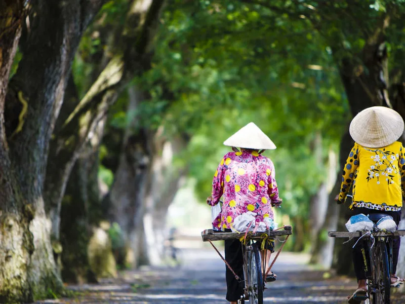 Locals cycling in Vietnam