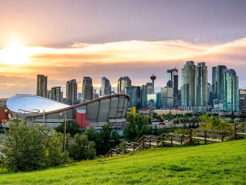 Downtown Calgary at sunset