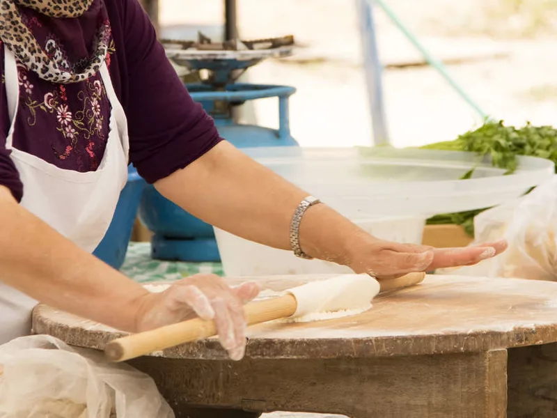 Traditional gozleme making