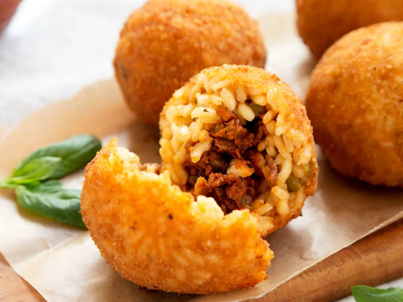 Try traditional arancini as a tasty snack