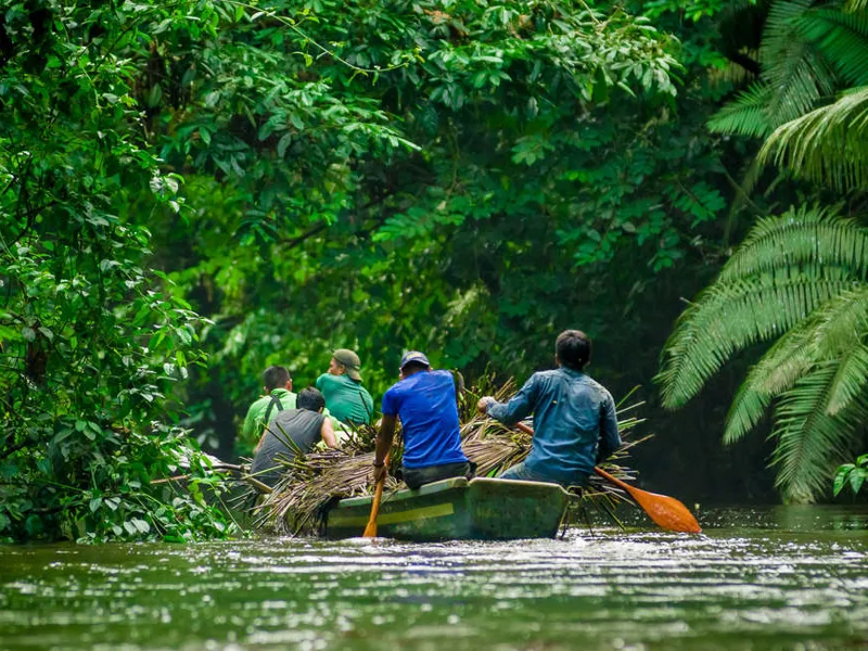 Boat through the Yasuni