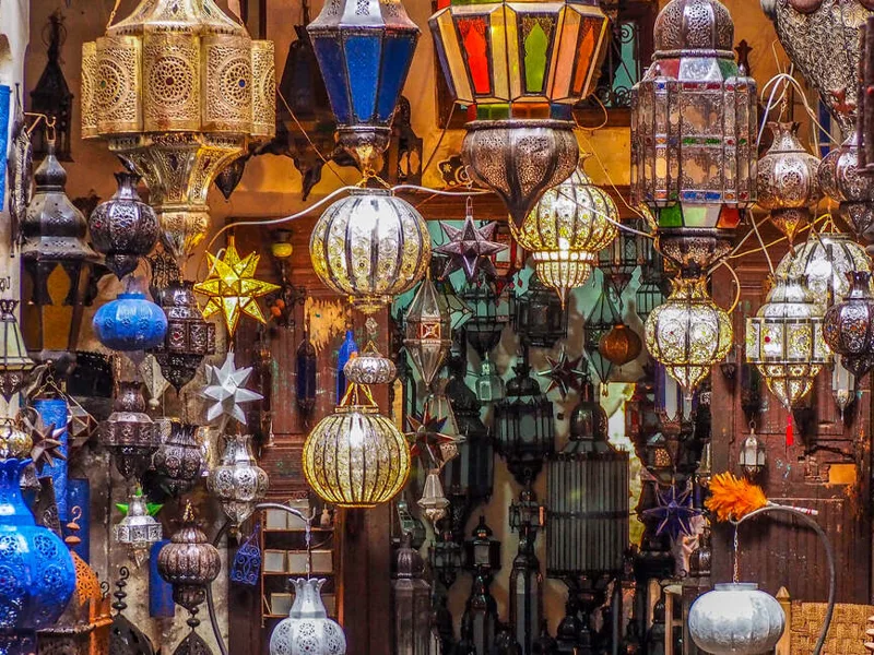 Ornate lanterns in the metalworkers' souk
